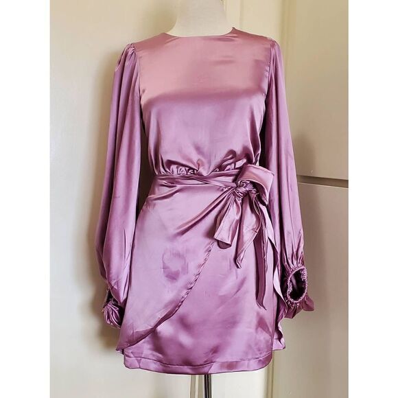 Petal and Pup Dusty Rose Opal Dress, Faux Wrap, Round Neck Short Dress, Sz. 2, N - Picture 1 of 13